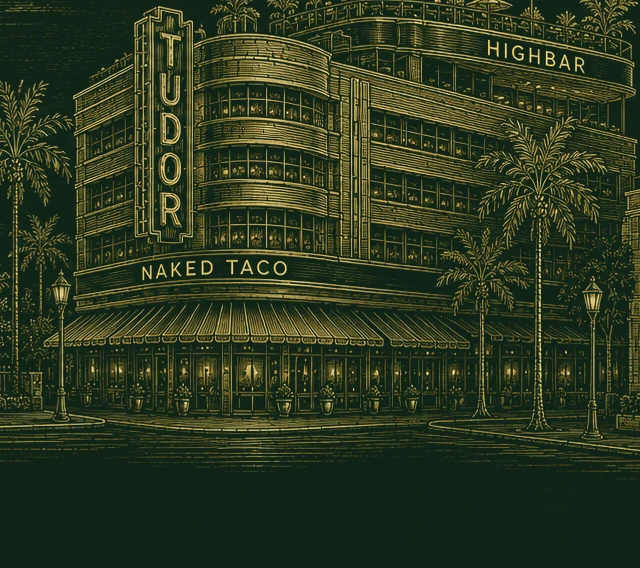 Naked Taco, etched, the room as drawn for the house