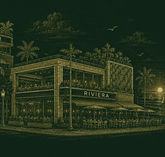 Riviera, etched, the room as drawn for the house